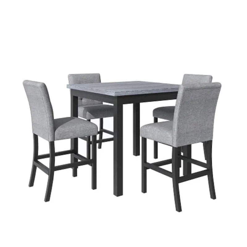 5 Teile Stück Holz Counter Height Tisch 5-Stück, Schwarz, Garten, Grau