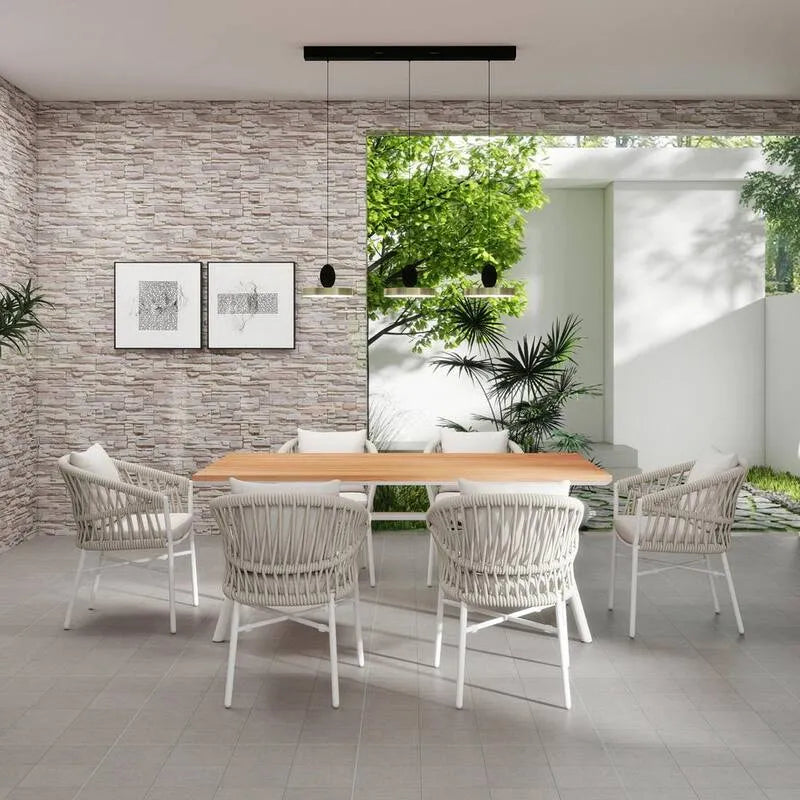 Esstisch 6-Seater, Weizenbeere Axroma Olefin, Maiden, Garten, Aluminium