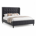 Polsterbett Doppelbett Stoffbezug Dunkelgrau mit Kopfteil 160 x 200 cm