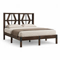 Doppelbett Bettgestell Massivholz Kopfteil Rechteckig Dunkelbraun 160 x 200 cm