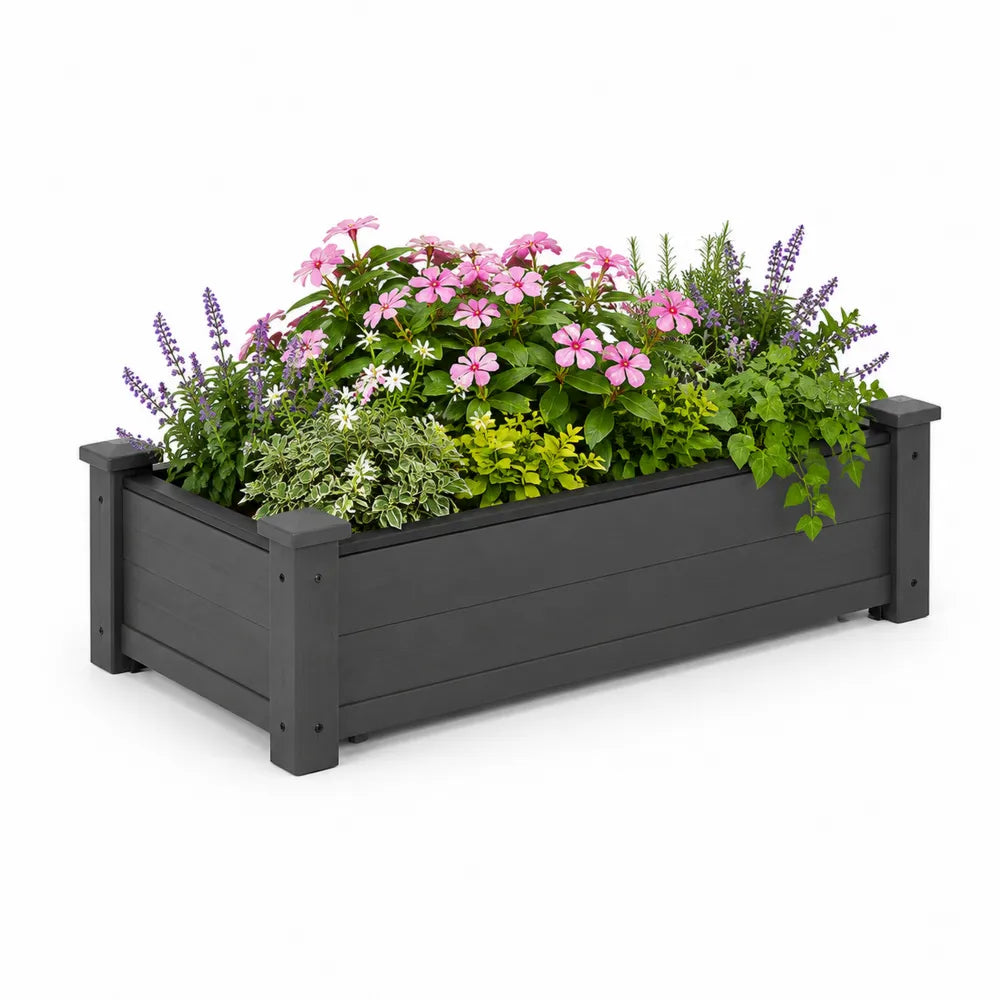 Hochbeet Pflanzkasten rechteckig 120 x 60 x 40 cm PP Kunststoff Anthrazit