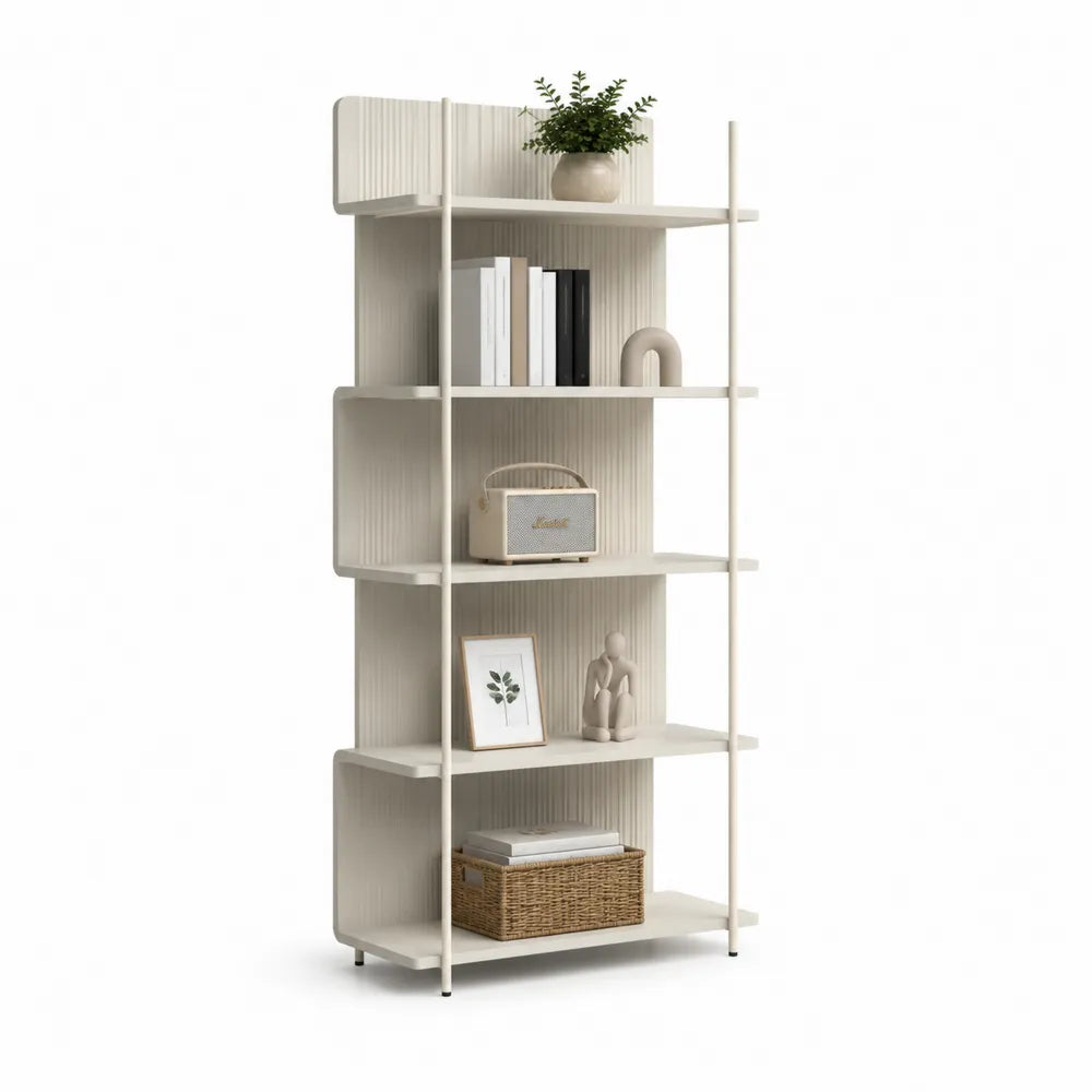 Bücherregal Standregal mit 5 Ebenen MDF Weiß 80x35x180 cm