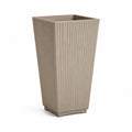 Pflanzkübel rechteckig aus Polypropylen mit Rillenstruktur Beige 40 x 40 x 60 cm