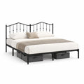 Metallbett Doppelbett Stahlgestell Schubladen Kopfteil Schwarz 160 x 200 cm