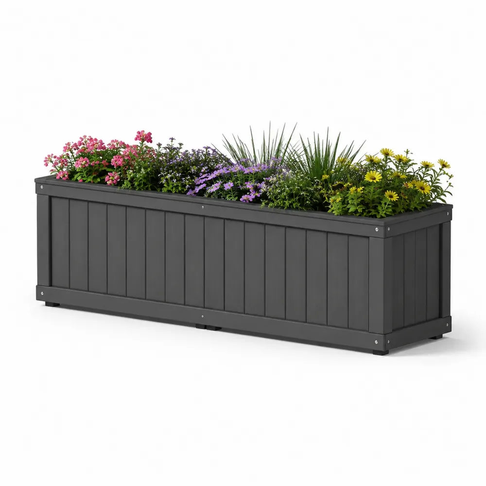 Pflanzkasten rechteckig PP Kunststoff Grau 120 x 40 x 40 cm