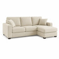 Ecksofa mit Ottomane 280 x 180 x 85 cm Polyesterbezug L Form Beige