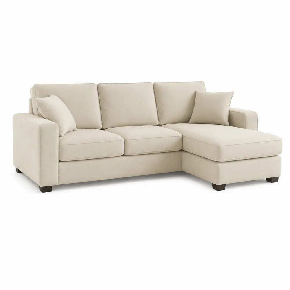 Ecksofa mit Ottomane 280 x 180 x 85 cm Polyesterbezug L Form Beige