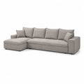 Ecksofa L Form Sofa mit Ottomane Polyester Bezug Grau 300x180x85 cm
