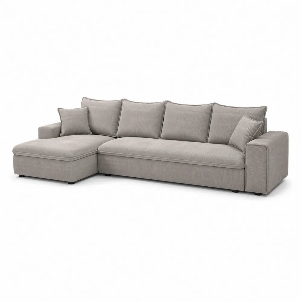 Ecksofa L Form Sofa mit Ottomane Polyester Bezug Grau 300x180x85 cm