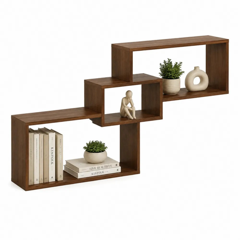 Wandregal 180 x 20 x 160 cm MDF Braun mit asymmetrischen offenen Fächern