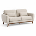 Sofa 220x85x85 cm 3 Sitzer Polyesterbezug Beige mit Massivholzbeinen