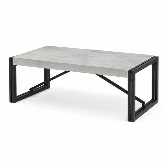 Couchtisch 120 x 60 x 40 cm MDF Betonoptik Grau Stahlgestell Schwarz Rechteckig