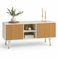 TV Lowboard mit Türen und offenem Fach MDF Weiß Natur 180x40x60 cm