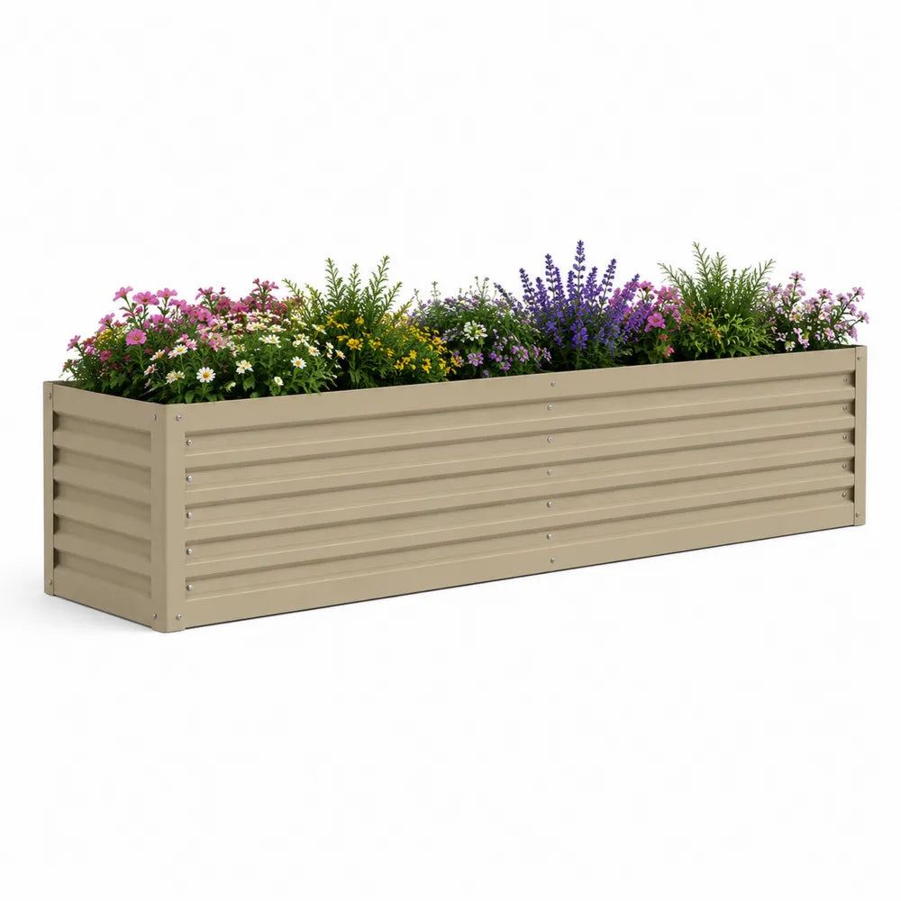 Hochbeet Pflanzkasten rechteckig aus verzinktem Stahl Beige 240 x 60 x 40 cm