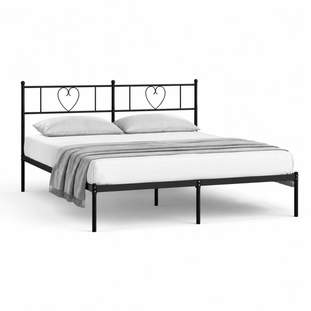 Metallbett Doppelbett Stahlrahmen Schwarz mit Kopfteil und Fußteil 160 x 200 cm