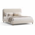 Polsterbett Doppelbett Polyesterbezug Beige 160 x 200 cm