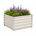 Hochbeet Pflanzkasten rechteckig aus verzinktem Stahl Beige 120 x 60 x 60 cm
