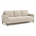 3-Sitzer Sofa 240 x 90 x 85 cm Polyesterbezug Beige mit Armlehnen und Holzfüßen
