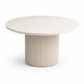 Couchtisch 90 cm MDF rund Beige mit geriffeltem Sockel