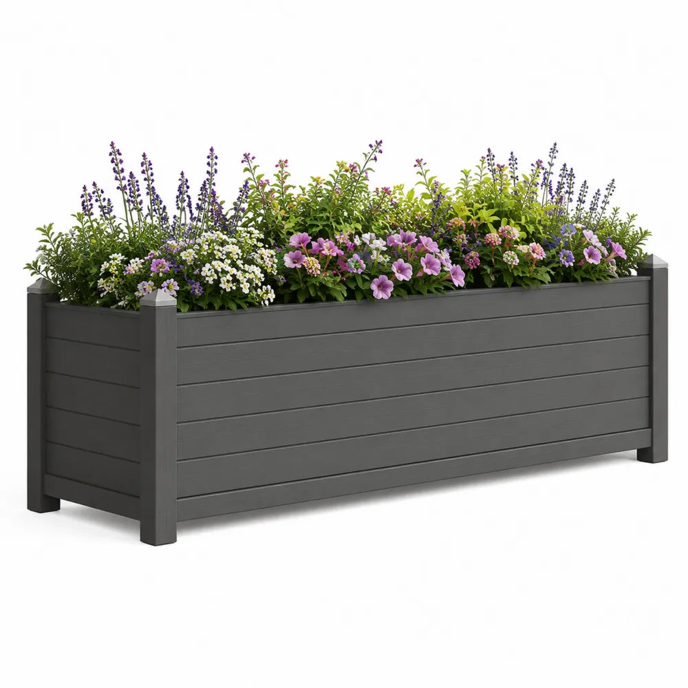 Hochbeet Pflanzkasten rechteckig 180 x 60 x 60 cm PP Kunststoff Anthrazit
