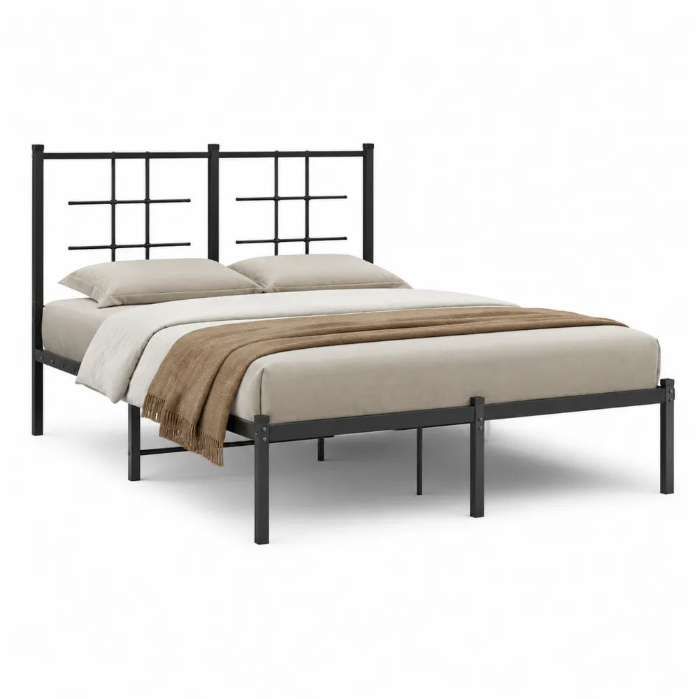 Metallbett Doppelbett Stahlrahmen Schwarz mit Kopfteil Fußteil 160 x 200 cm