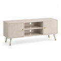 TV Lowboard 180x40x60 cm MDF Weiß mit 2 Türen und offenen Fächern