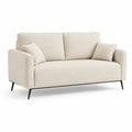3-Sitzer Sofa 210 x 85 x 82 cm Bouclé Bezug Cremeweiß mit Stahlbeinen und Kissen