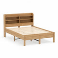 Doppelbett 160 x 200 cm Holzwerkstoff Bettgestell mit Kopfteil Regal rechteckig Eichefarben