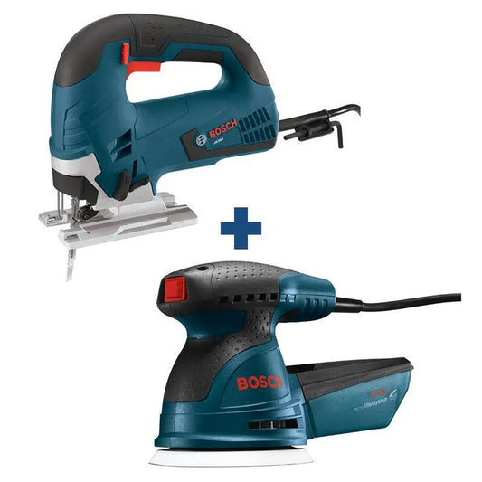Bosch Sander, kabelgebunden, 6. 5 Amp Variable Geschwindigkeit Jig Saw Kit, Bonus 2. 5 Amp Random Orbital / Polister Kit und Case, 6.5 Amp, 2.5 Amp
