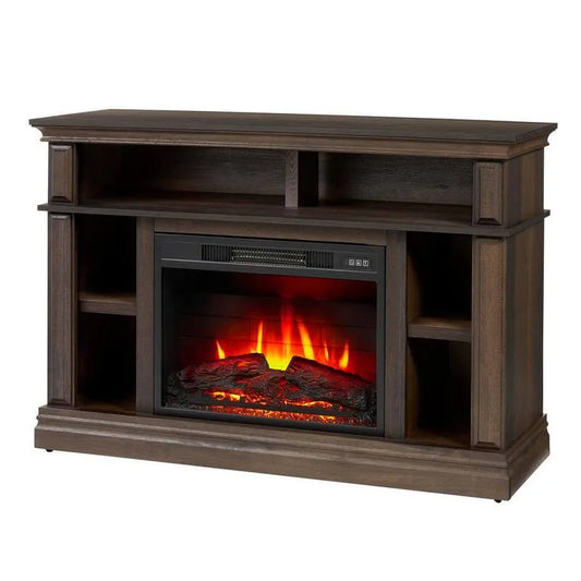 in Brown Oak, 48, Wolcott 48 in. Media Console Electric Kamin