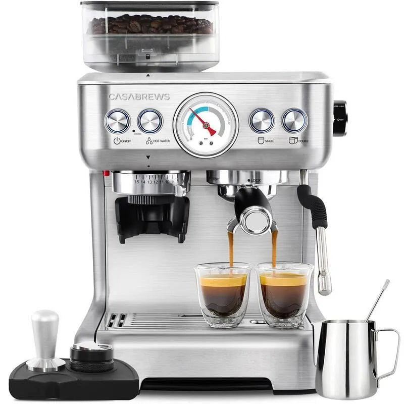 Espresso Machine 5700Gense, 2 Tassen, Edelstahl, Silber