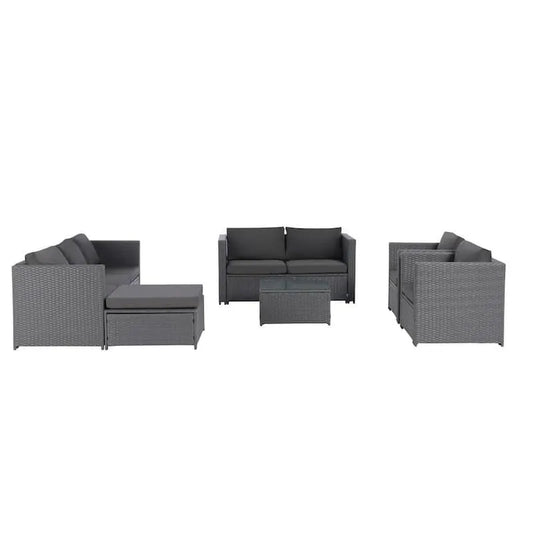 6 Teile Sofa 6-Stück, Osmanisch für Veranda, Hinterhof, Garten, Grau