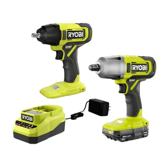 RYOBI 2-Werkzeugset, 18V, 1/2 in., 8 in., 2. 0 Ah Batterie, Schlagschrauber, Schnurloses Design, 2.0 Ah