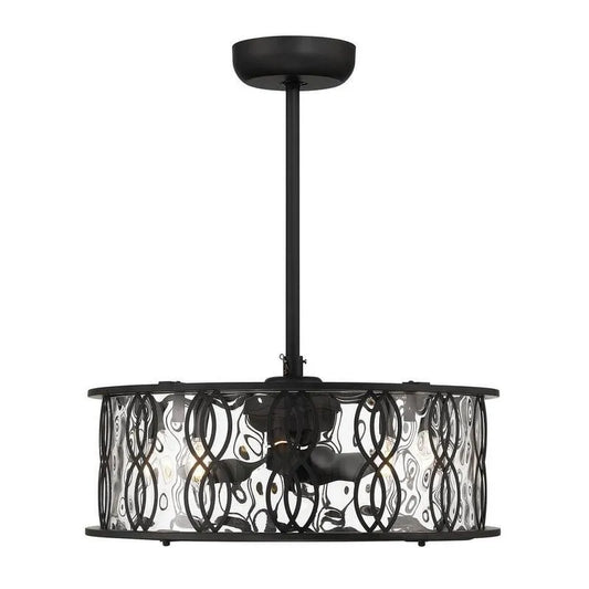 Deckenventilator, 24 in., Innen, Matte Schwarz, ferngesteuerte Luftzirkulation, Mattschwarz, Deckenventilatoren mit Beleuchtung