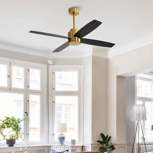 Deckenventilator, 52 in., 4 Reversible Blades, deckennahe Montage, Schwarz, Weiß, Gold