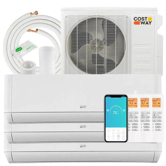 kanalloses Mini-Split-System 3-Zone, 22 SEER2, Heiz- und Kühlsystem, 27K, 12K, Weiß, Multi-Split-Systeme