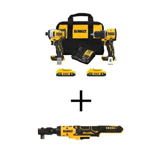 DEWALT 2-Werkzeug MAX Lithium-Ionen-Kabellose Combo-Kit, 20V, 1/2 in., 2Ah Batterien Ladegerät und Tasche, Schnurloses Design