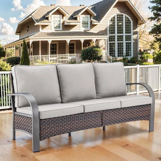 Sofa, Garten, Brown, Metal, Beige, Wohnzimmersitz, Garten-Sofas