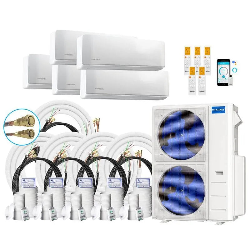 MRCOOL 4-Ton kanalloses Mini-Split-System, 20. 5 SEER, 48000 BTU, 50ft, 5-Zone, 12K, 50ft Lines, 48,000 BTU, 35,50ft, Weiß, Multi-Split-Systeme