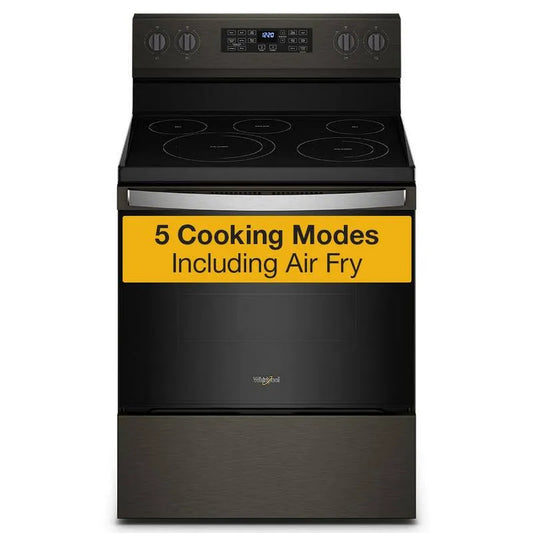 Whirlpool Electric Herd, 30 in., 5. 3 cu ft, 5 Burner, Edelstahl, Schwarz, 5.3 cu. ft