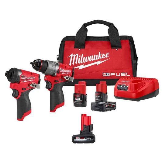 Milwaukee 2-Werkzeug Schlagschrauber Kombiset, 12V, kabellos Design, M12, 5. 0Ah, bürstenlos, 5.0Ah