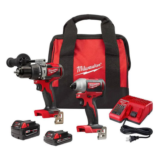 Milwaukee 2-Werkzeug Impact Kombiset, 18V, Schnurloses Design, Ladegerät und Tasche, M18, Bürstenlos