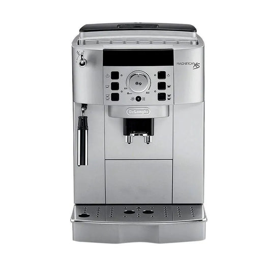 DeLonghi Espresso Maschine, kompaktes tragbares Design, Schwarz, Silber