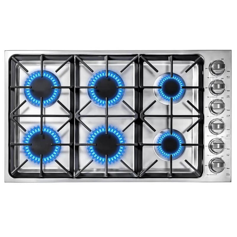 Gas Kochfeld 17K 12K, Edelstahl, 36 in., 6 Brenner, 6K BTU Power Burners