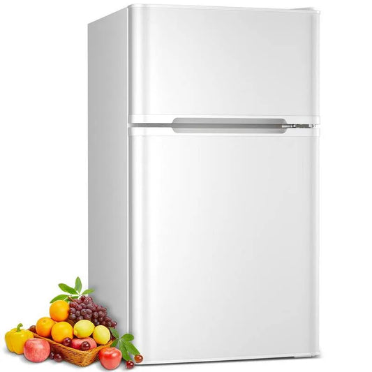 2-Door Kühlschrank 2-Tür, kompaktes tragbares Design, 19. 37 in., 3. 1 cu ft, Classic 19. 37 in., Weiß, 19.37 in, 3.1 cu. ft
