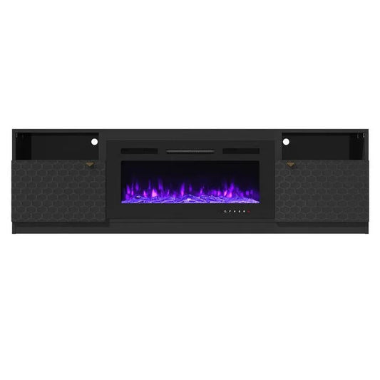 Multifunktionaler elektrischer Kamin-TV-Standplatz, 16 in., Freistehend in Schwarz