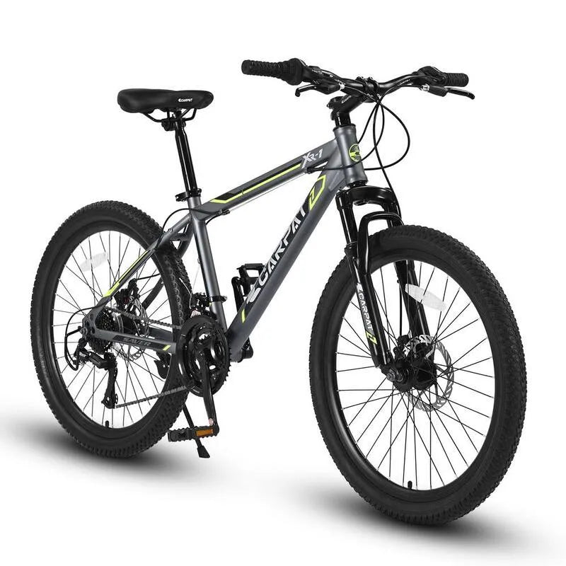 21-Stufen Graue Mädchen und Jungen Shimano Mountain Bike mit Daul Scheibenbremsen und Front Suspension MTB, 24 in.