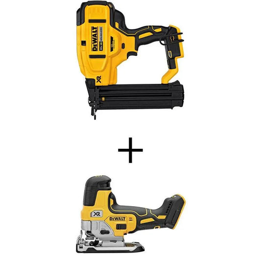 DEWALT 18-Gauge, kabellos Design, 20V, Nur Werkzeuge, 20V MAX XR Lithium-Ionen Electric kabellos Brad Nailer und 20V MAX XR kabellos Barrel Grip Jigsaw
