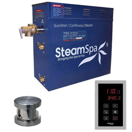 Generator, kW Dampfbad Generator Paket mit kontinuierlicher Dampf und Quick-Start-Technologie in gebürstetem Nickel, gebürstetem Nickel, Dampfduschgeneratoren