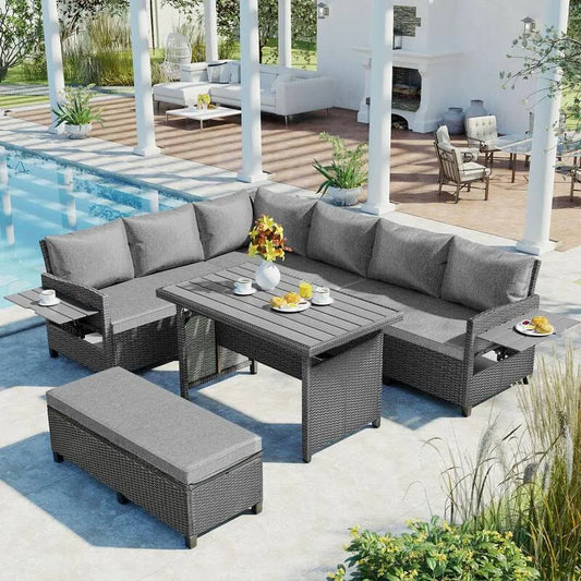 Schnittsofa, Terrasse, Garten, Grau, Wohnzimmer Modular Sitzgruppe, Garten-Sofas